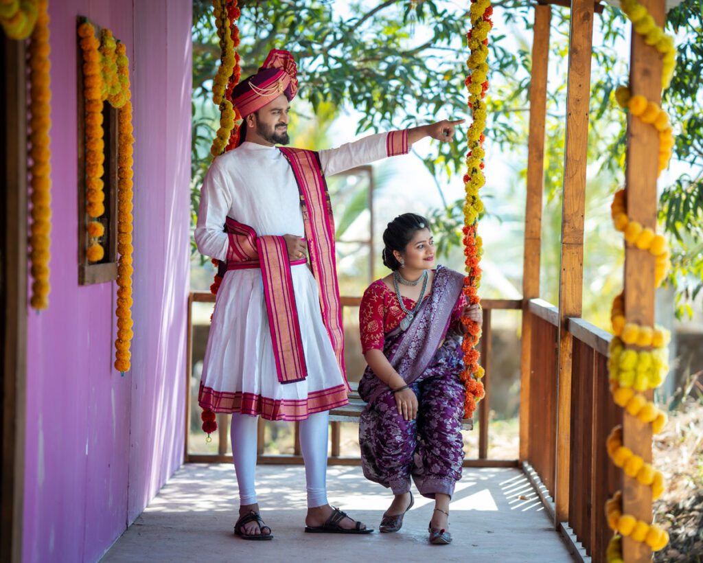 Pre-Wedding Shoot in PBA Film City,
Couple Marathi Traditional Look pose