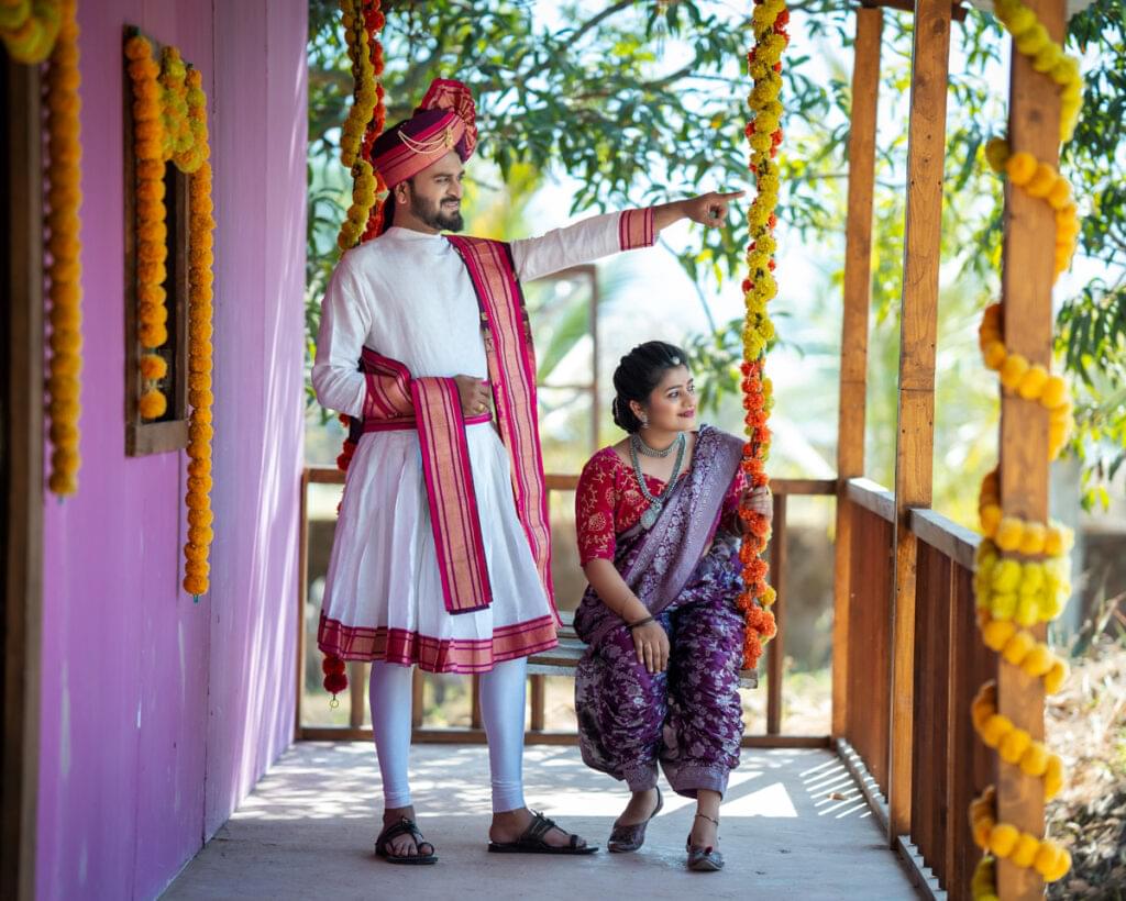 Pre-Wedding Shoot in PBA Film City,
Couple Marathi Traditional Look pose