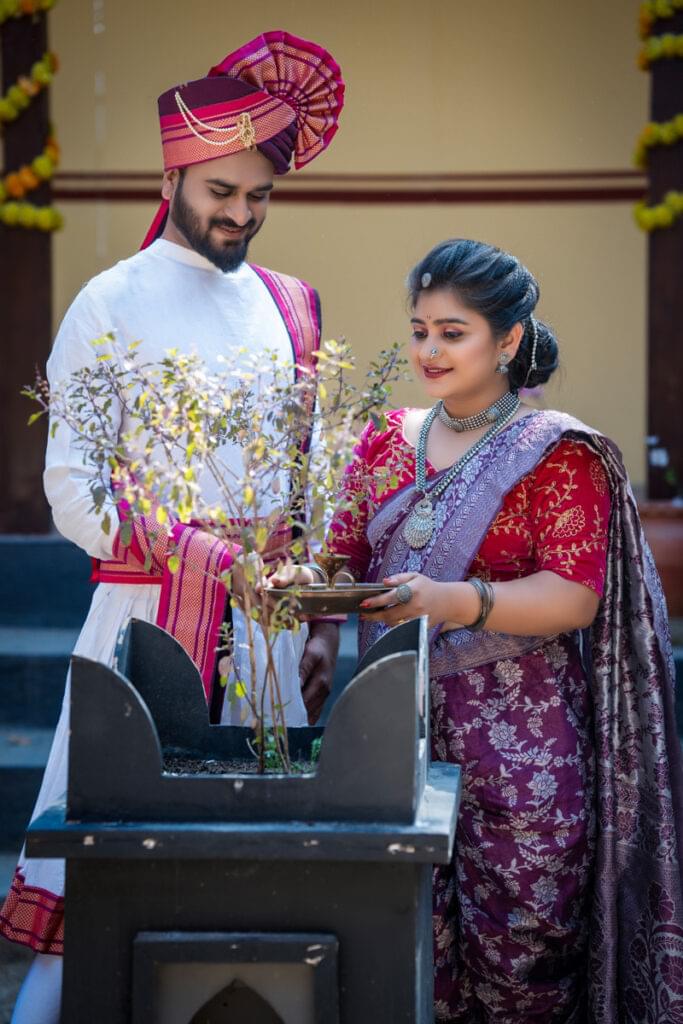 Pre-Wedding Shoot in PBA Film City,
Couple Marathi Traditional Look pose
