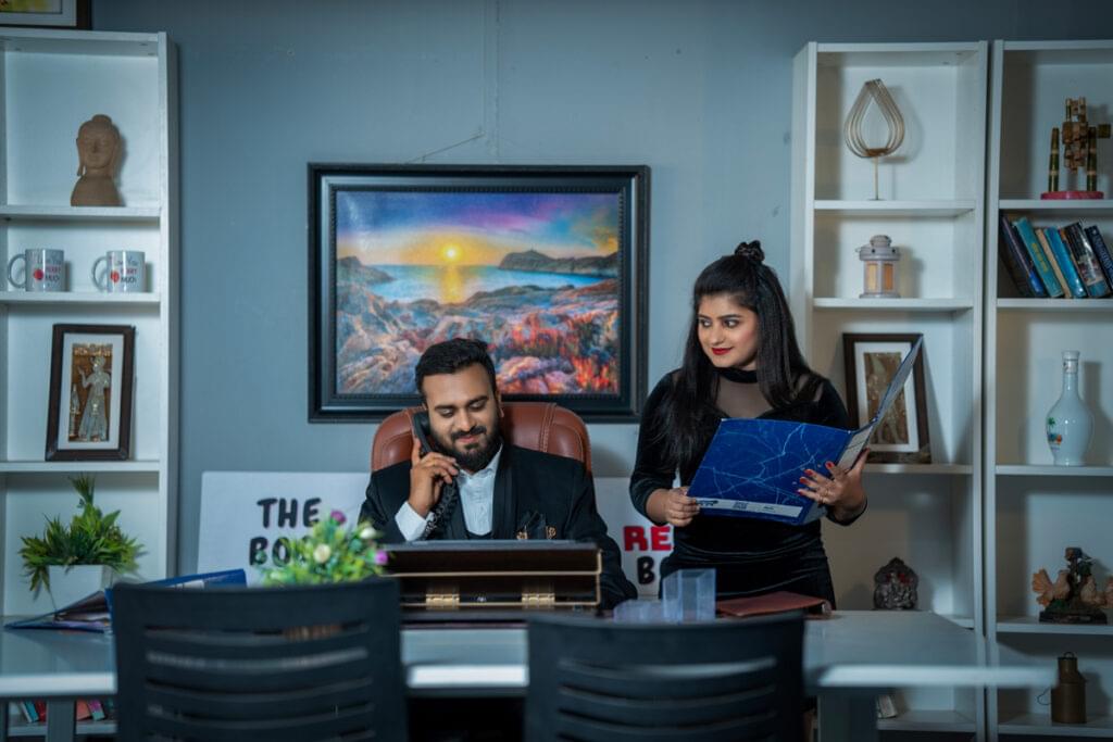 Pre-Wedding Shoot in PBA Film City,
Office couple pose