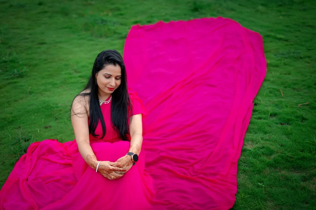 Pre wedding Red Dress with long tail